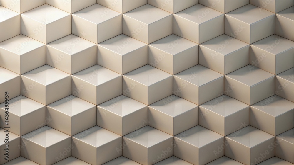 Fototapete Abstract Beige Cubic Geometric Pattern  A Seamless Textured Background of Interlocking Cubes Illuminated by Soft Light