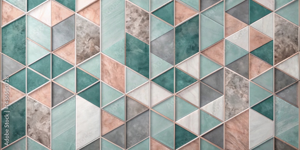 Poster abstract geometric pattern with pastel hues and metallic accents, ideal for interior design and arch