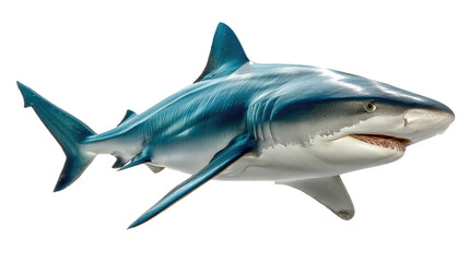 Fototapeta premium Majestic Shark Portrait: A close-up depiction of a streamlined shark in its aquatic realm, capturing its powerful essence and the intricacies of its form, emphasizing the mysteries of the deep sea.