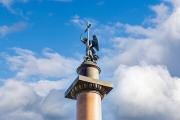 Saint Petersburg, Russia - 23 april 2025: Alexander Column on the Palace Square
