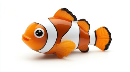 Orange and White Clownfish Toy on White Background