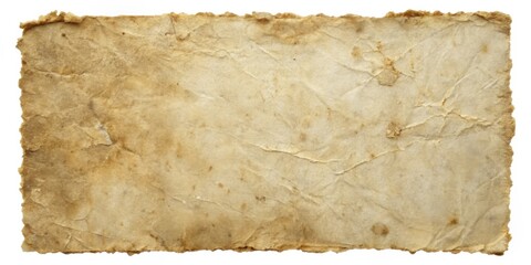 A Textured Aged Paper Sheet with Irregular Edges and Stains Ideal for Vintage Designs