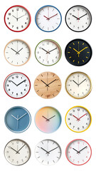 PNG wall clocks element set, transparent background