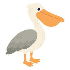 Cute Cartoon Pelican with Big Beak