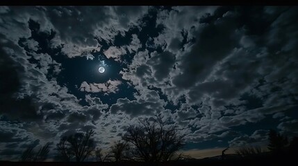 Naklejka premium Nocturnal splendor: A serene celestial dance under a luminous full moon