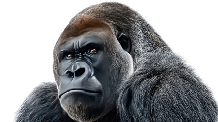 Obraz premium Majestic Silverback Gorilla: A captivating portrait of a dominant silverback gorilla, displaying an imposing presence and intelligent gaze. Capturing the raw power, wisdom.