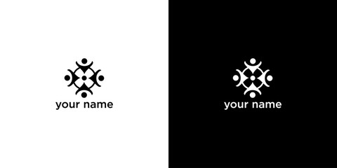 Abstract Black Geometric Design Symbolizing Unity and People in Harmony