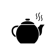 Teapot with Steam Rising from It Black Filled Icon
