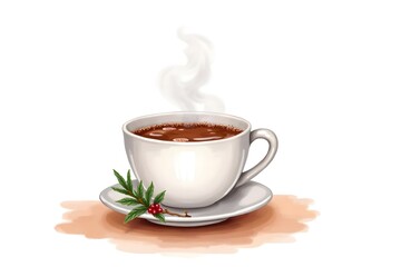 Watercolor Hot Cocoa, Warm Holiday Beverage