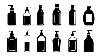 Various Liquid Bottles Illustration