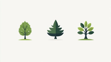 Simple Tree Icons on Light Background (2)