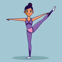 Young Woman in Leotard Performing a Leg Stretch Exercise