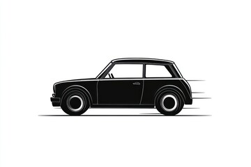 Naklejka premium Classic car speeding, white background, motion blur