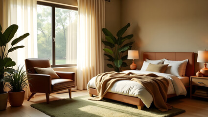 Fototapeta premium living room with modern bed, architect, luxury bed, designer bedroom, white modern Corten 
