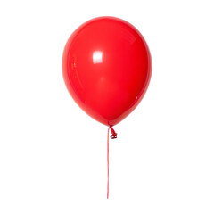 Vibrant red balloon floating with string isolated on transparent background. Png