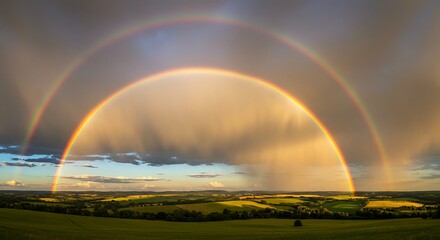 Golden Hour's Double Arc AI Generated