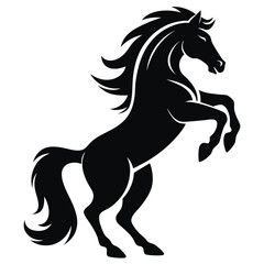 Majestic Black Stallion Rearing Up Silhouette
