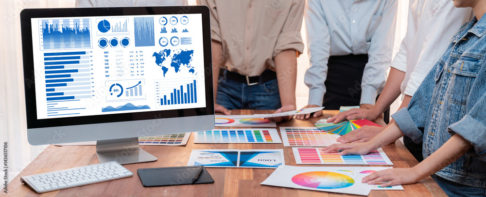 Poster business data dashboard provide brisk business intelligence analytic for marketing strategy planning