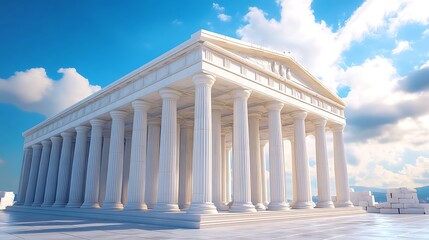 Fototapeta premium Ancient Parthenon columns with detailed craftsmanship and classic statues high resolution picture