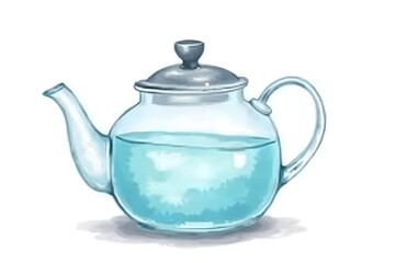 Fototapeta premium Watercolor Tea Kettle: Container for Boiling Water