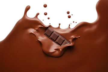 Falling Chocolate Bliss – 3D Illustration of Melting Chocolate Indulgence