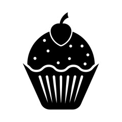 cupcake with cherry food icon silhouette vector illustration