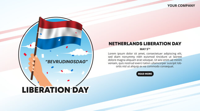 Netherlands Liberation Day design with a hand holding a flag