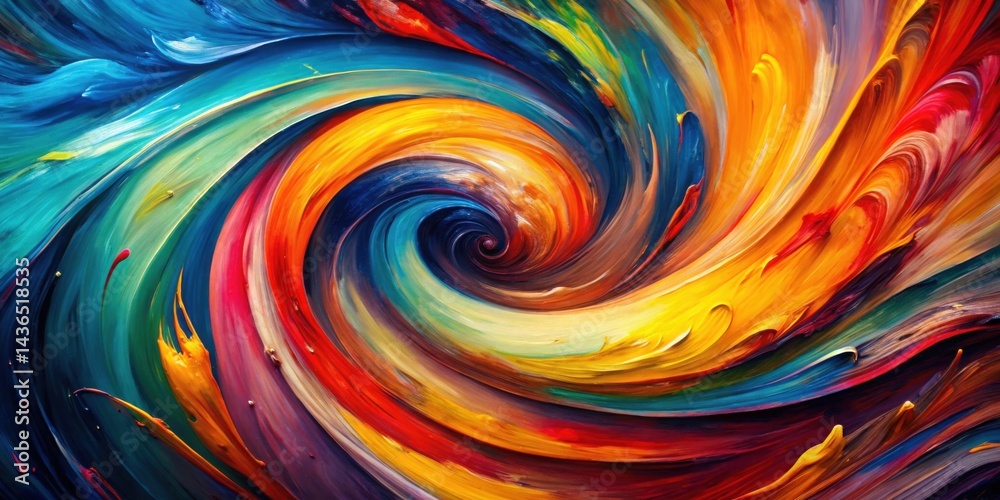 Poster a vibrant, swirling vortex of impasto paint strokes creates a dynamic and colorful abstract artwork.