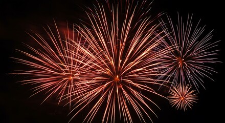 Fototapeta premium Crimson Explosions in the Night AI Generated