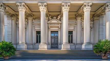 Obraz premium Greek style temple with grand columns and detailed frieze carvings high resolution picture