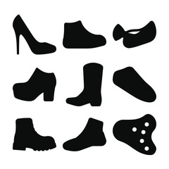 Shoe Black Silhouette Vector Illustrations Set
