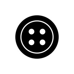 Black Icon of a Four-Hole Button in Top View