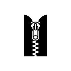 Invisible Zipper Outline Flat Black Icon