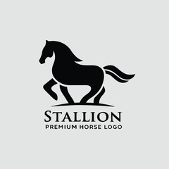 Premium Stallion Horse Logo Design Black Silhouette