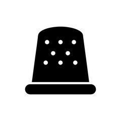 Minimal Black Silhouette Icon of a Thimble in Front View