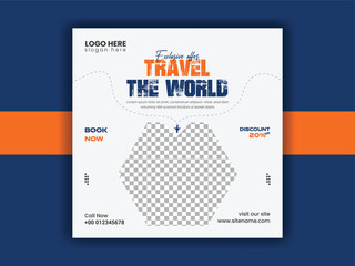 vacation Travel agency post banner and Social media traveling template vector design