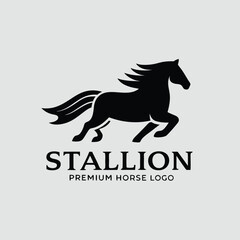 Premium Stallion Horse Logo Design Black Silhouette
