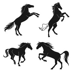 Four Horse Silhouettes in Elegant Poses