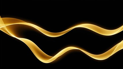 Close-up abstract pattern of intertwined colorful light beams of color yellow and gold colored on a black background.