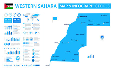 Western Sahara Infographic Map with Data Visualization Elements - Vector Map of Western Sahara