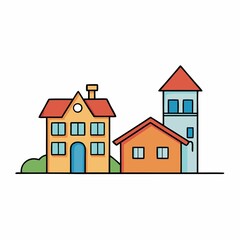 Fototapeta premium Minimalist House Illustration on White Background