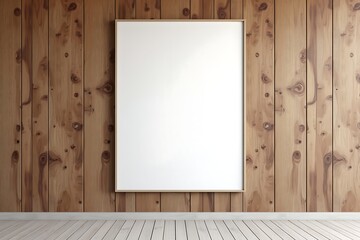 Vertical Frame Mockup on Rustic Wood Paneling, Interior Design Element -                                                   