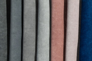 Fototapeta premium Closeup of colorful textured textile samples