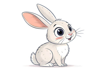 A cute cartoon bunny vector illustration brings happy spring holiday fun.