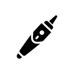 Black Filled Minimal Icon of a Tracing Tool with Handle and Wheel