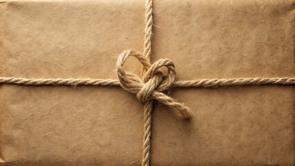 A Rustic Package Secured with a Tightly Knotted Hemp Cord, Evoking Feelings of Nostalgia and Simple Elegance