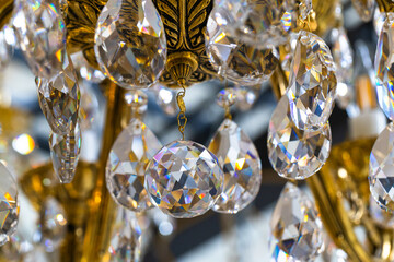 Closeup of crystal chandelier