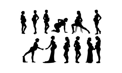 pregnant woman or pregnant lady silhouette vector