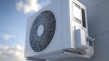 Outdoor Air Conditioning Unit Against a Blue Sky