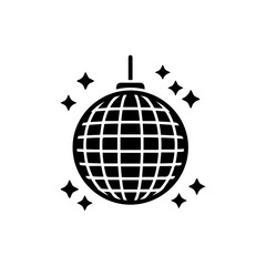 Disco Ball with Grid Pattern and Shine Lines Icon